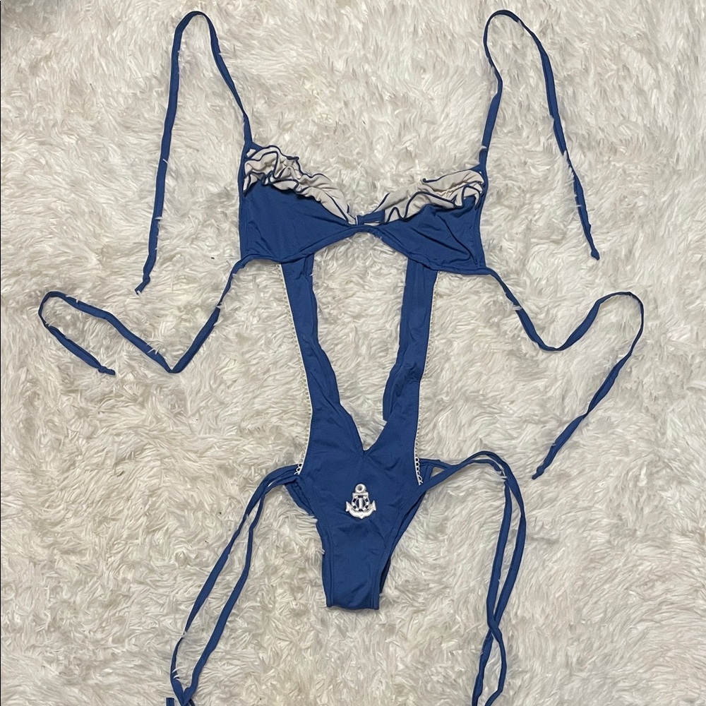 Blue Monokini with Anchor Detail